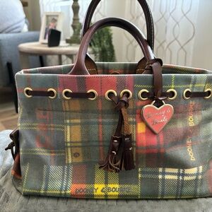 Dooney & Bourke multi color plaid tote purse